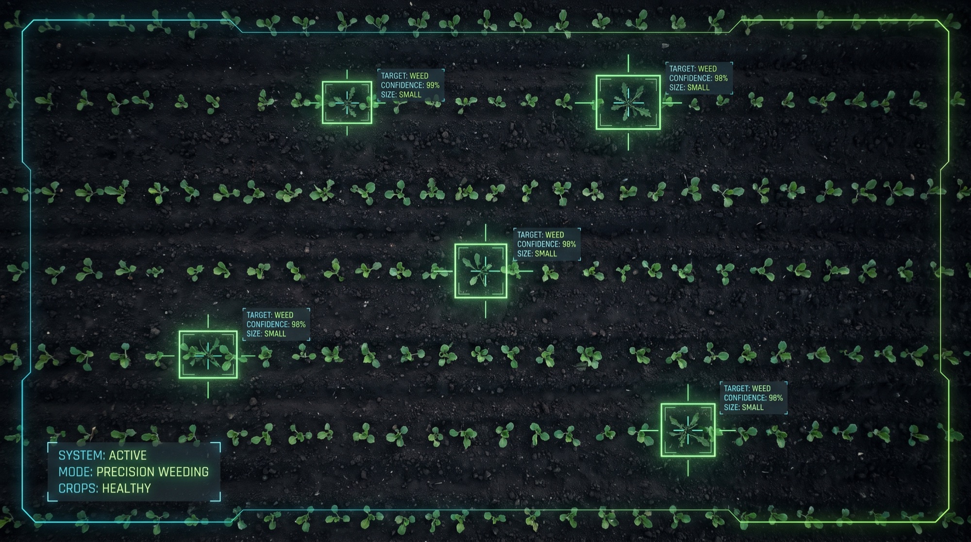 ROXVER AI machine-vision detecting weeds among crops